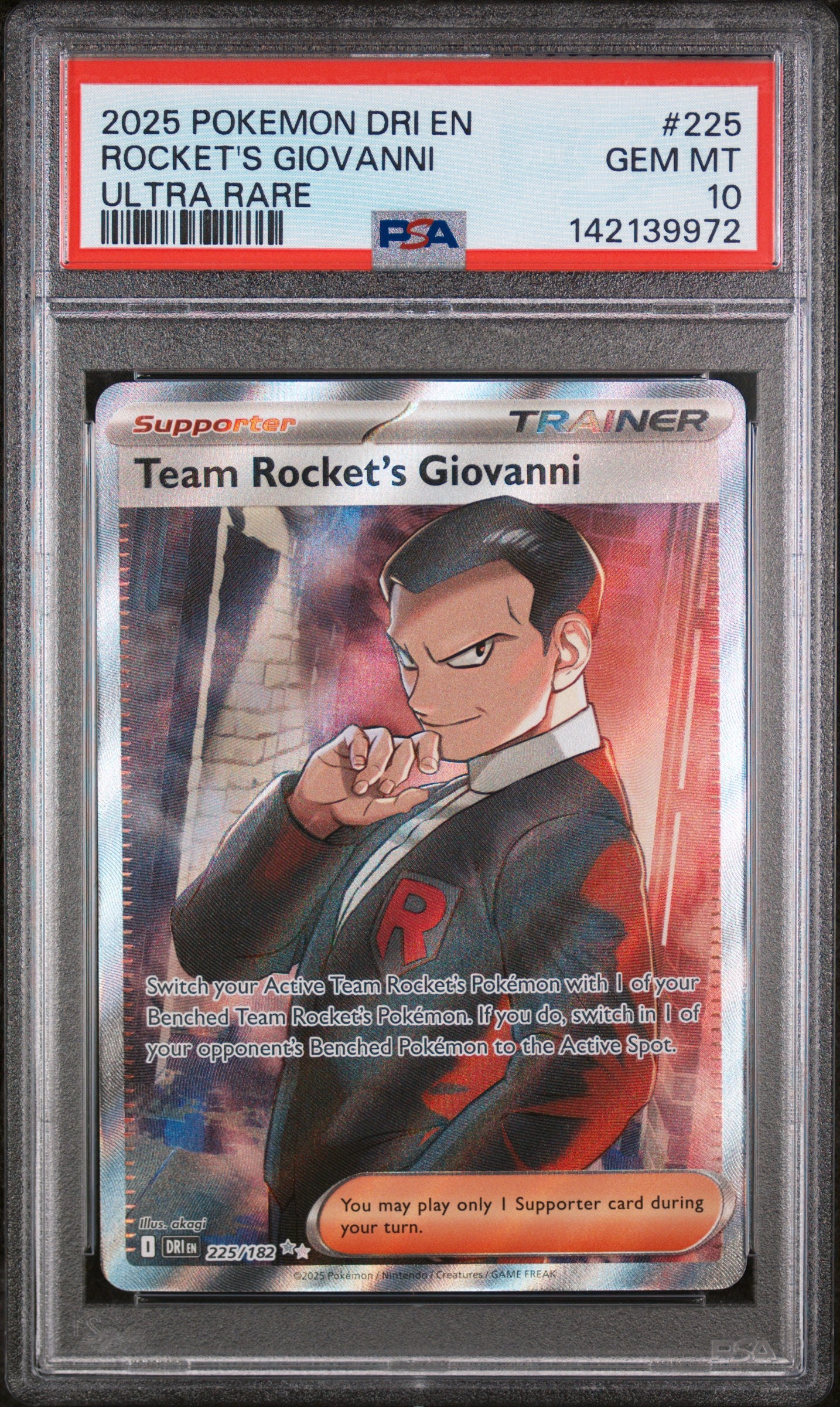 2025 Pokemon Dri En-Destined Rivals Team Rocket's Giovanni Ultra Rare #225 PSA 10