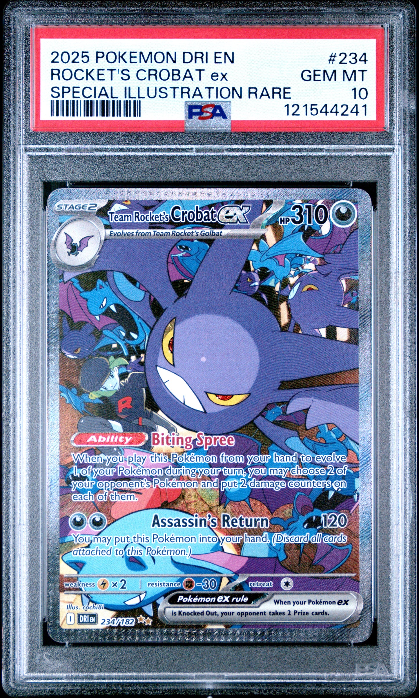2025 Pokemon Dri En-Destined Rivals Rocket's Crobat Ex Special Illustration Rare #234 PSA 10