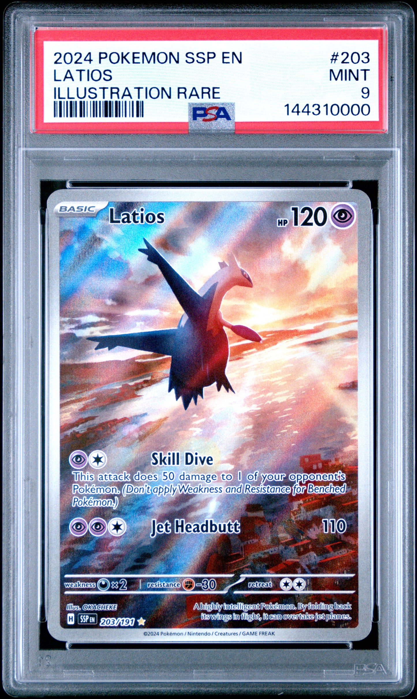 2024 Pokemon Ssp En-Surging Sparks Latios Illustration Rare #203 PSA 9