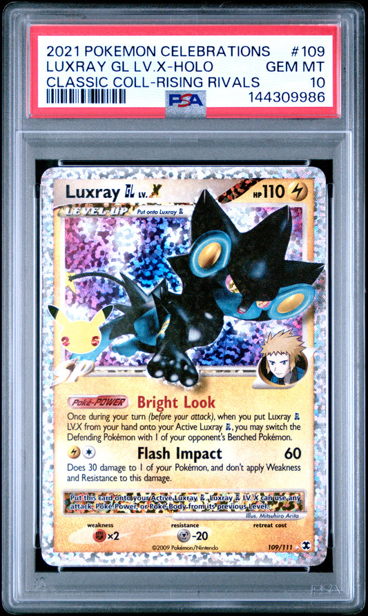 2021 Pokemon Celebrations Classic Collection Luxray Gl Lv.x-Holo #109 PSA 10