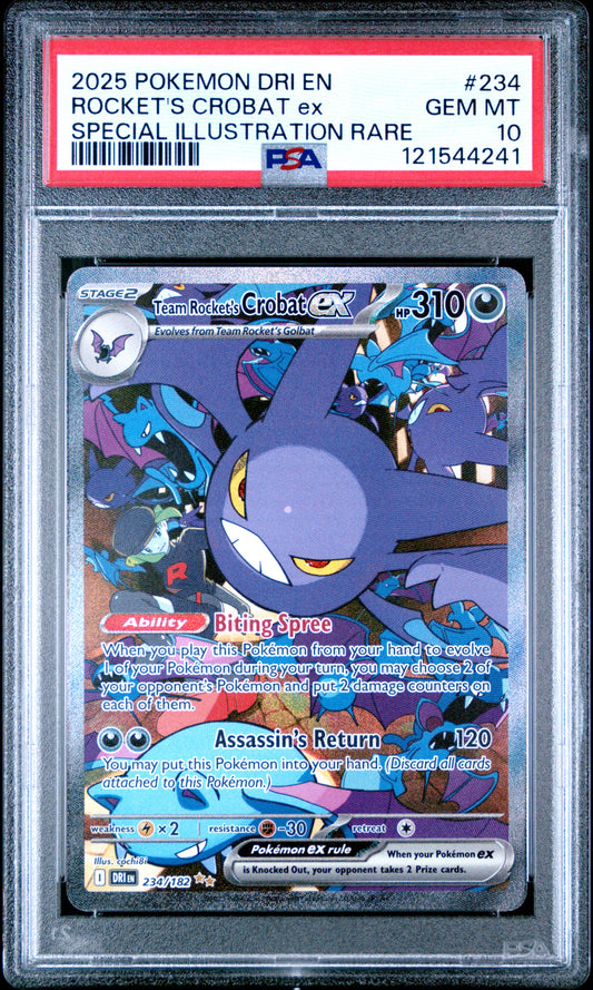 2025 Pokemon Dri En-Destined Rivals Rocket's Crobat Ex Special Illustration Rare #234 PSA 10