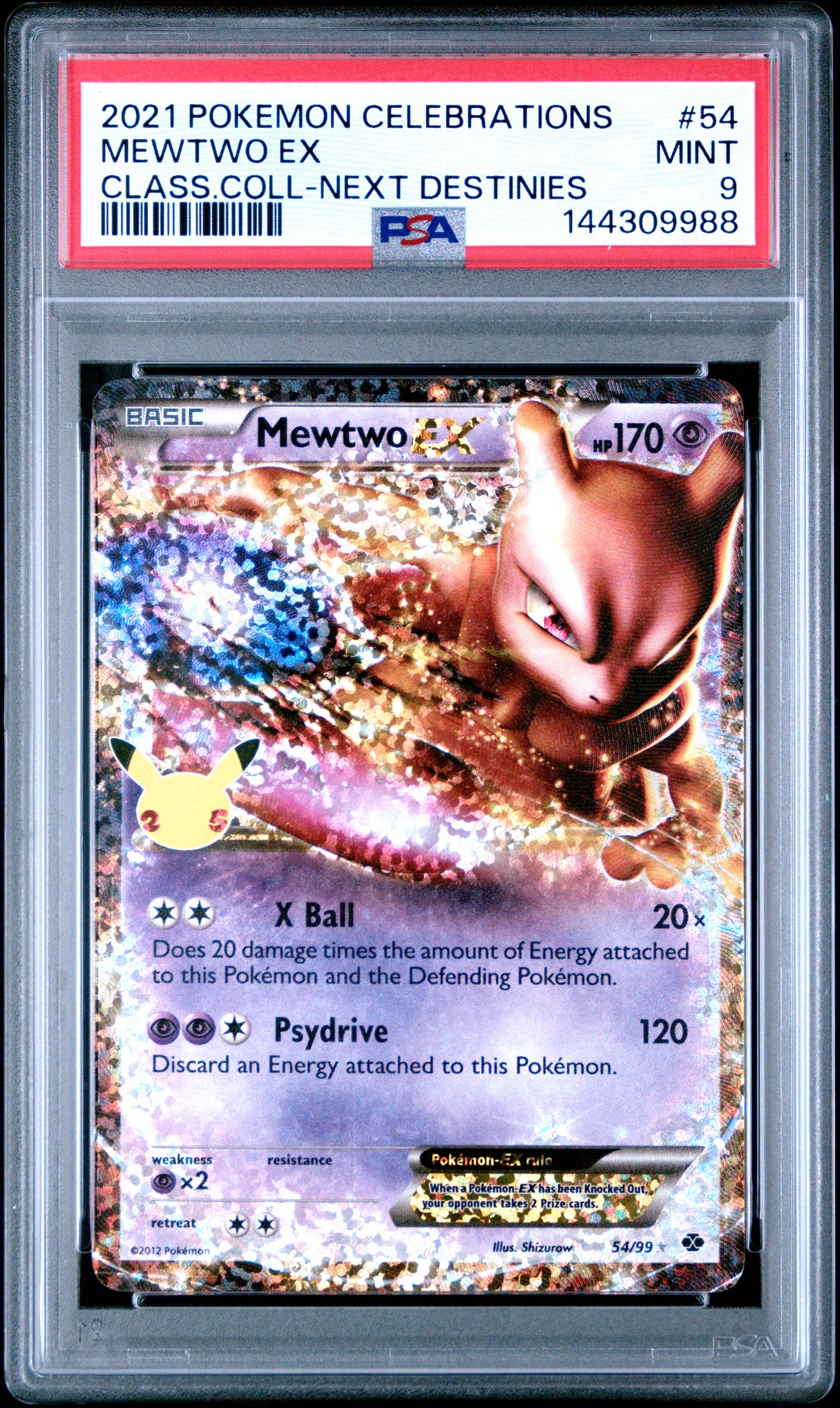 2021 Pokemon Celebrations Classic Collection Mewtwo Ex #54 PSA 9