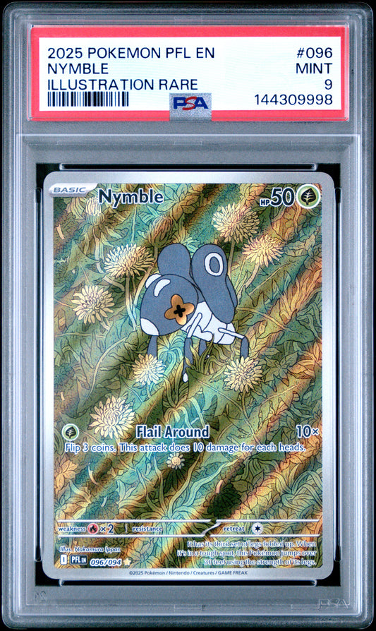 2025 Pokemon Pfl En-Phantasmal Flames Nymble Illustration Rare #096 PSA 9