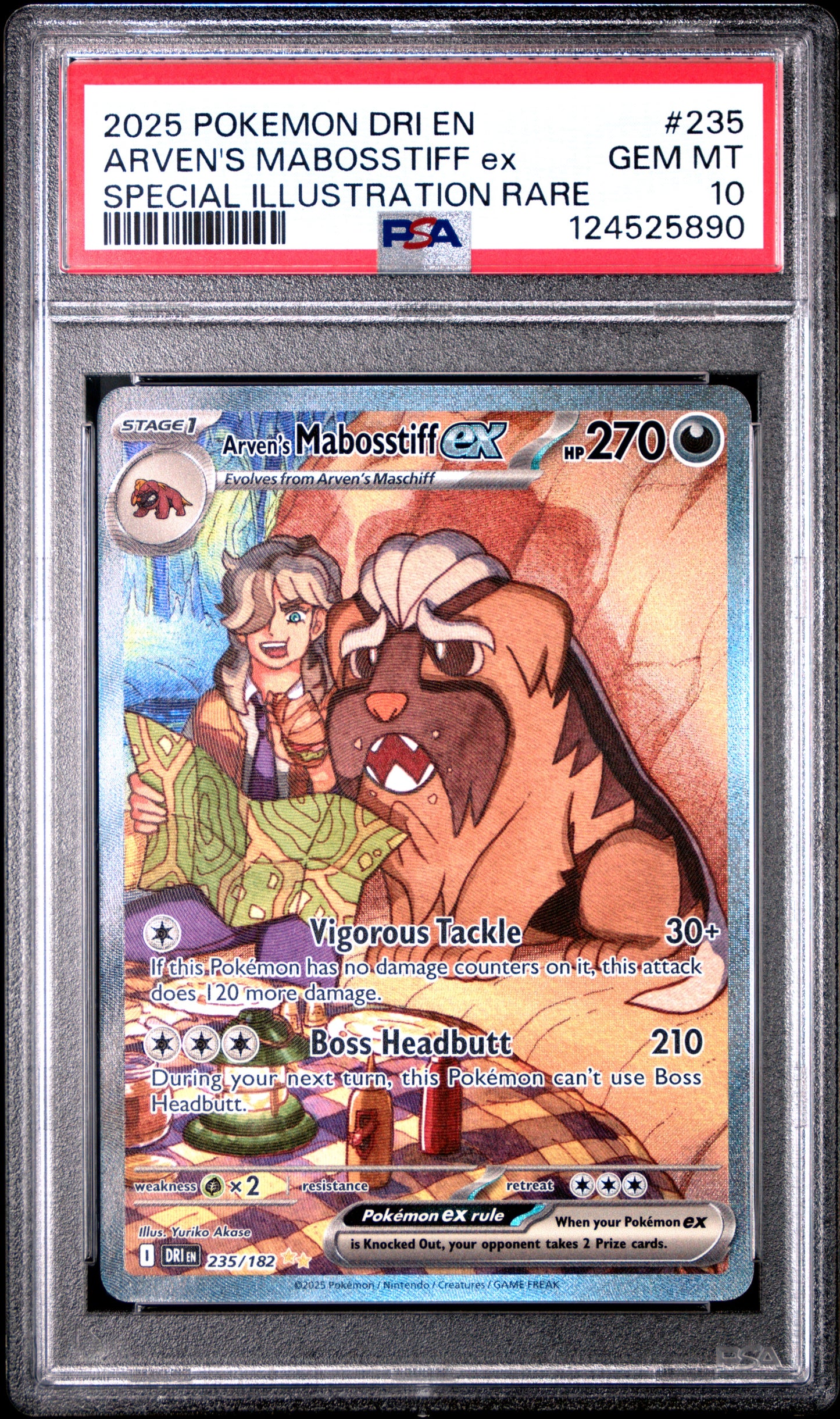2025 Pokemon Dri En-Destined Rivals Arven's Mabosstiff Ex Special Illustration Rare #235 PSA 10