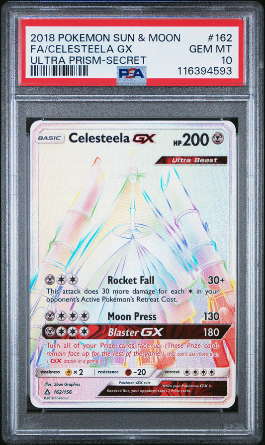 2018 Pokemon Sun & Moon Ultra Prism Fa/celesteela Gx Ultra Prism-Secret #162 PSA 10