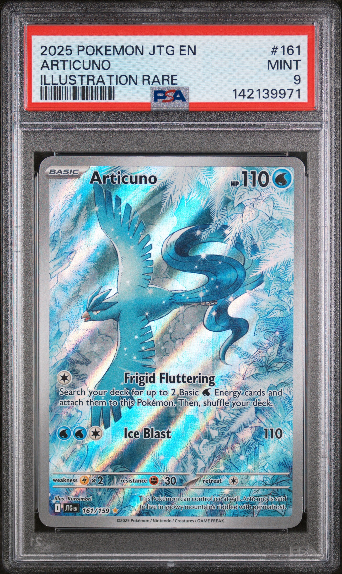 2025 Pokemon Jtg En-Journey Together Articuno Illustration Rare #161 PSA 9