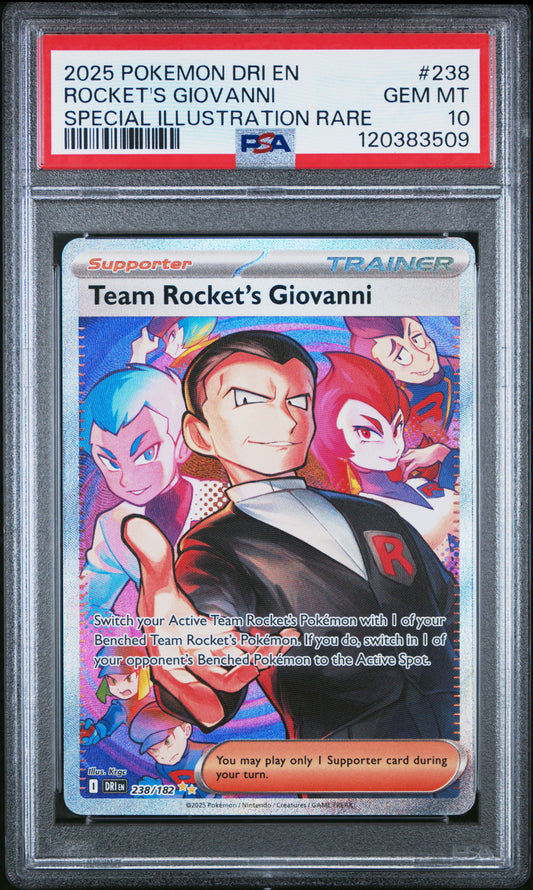 2025 Pokemon Dri En-Destined Rivals Team Rocket's Giovanni Special Illustration Rare #238 PSA 10